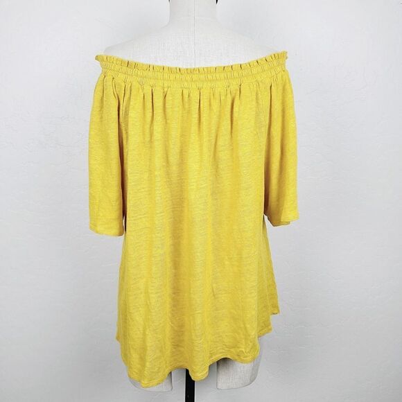 Sundance Dancing Garden Top L Yellow Linen Embroidered Floral Off The Shoulder - Picture 5 of 7